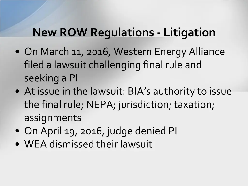 new row regulations litigation