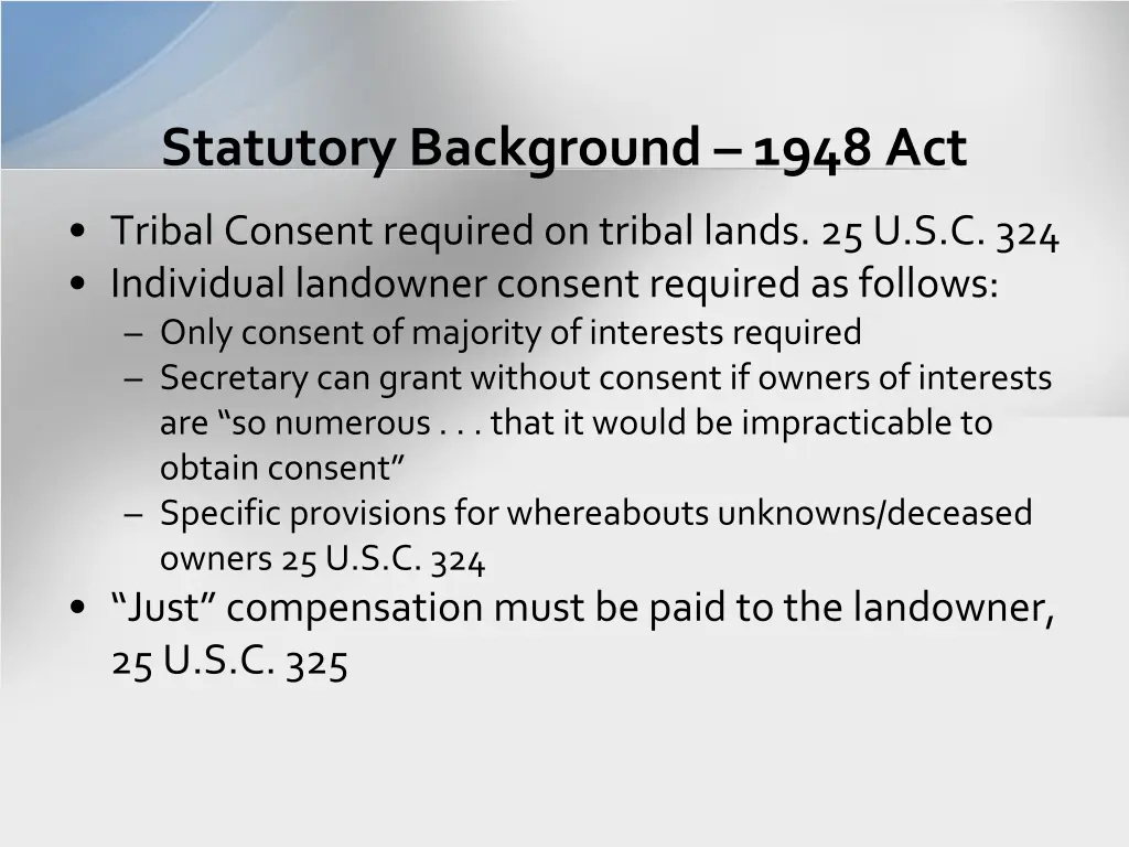 statutory background 1948 act