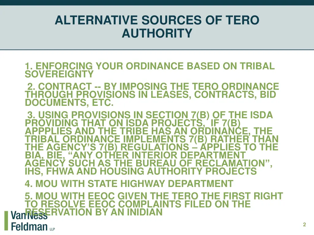 alternative sources of tero authority