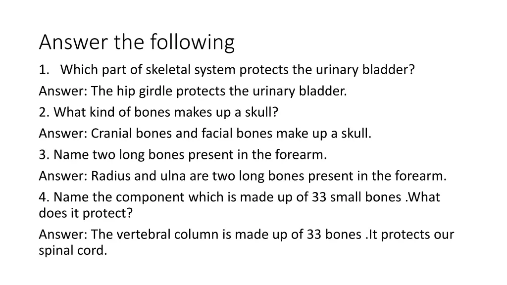 answer the following
