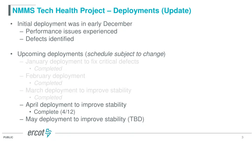 nmms tech health project deployments update