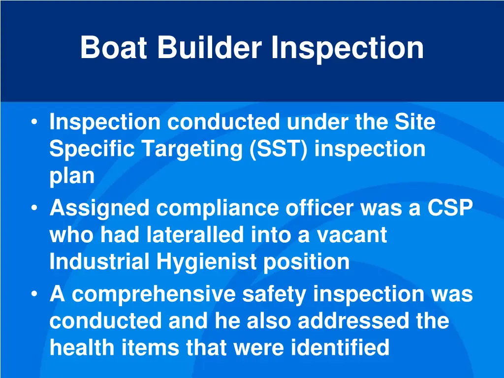 boat builder inspection