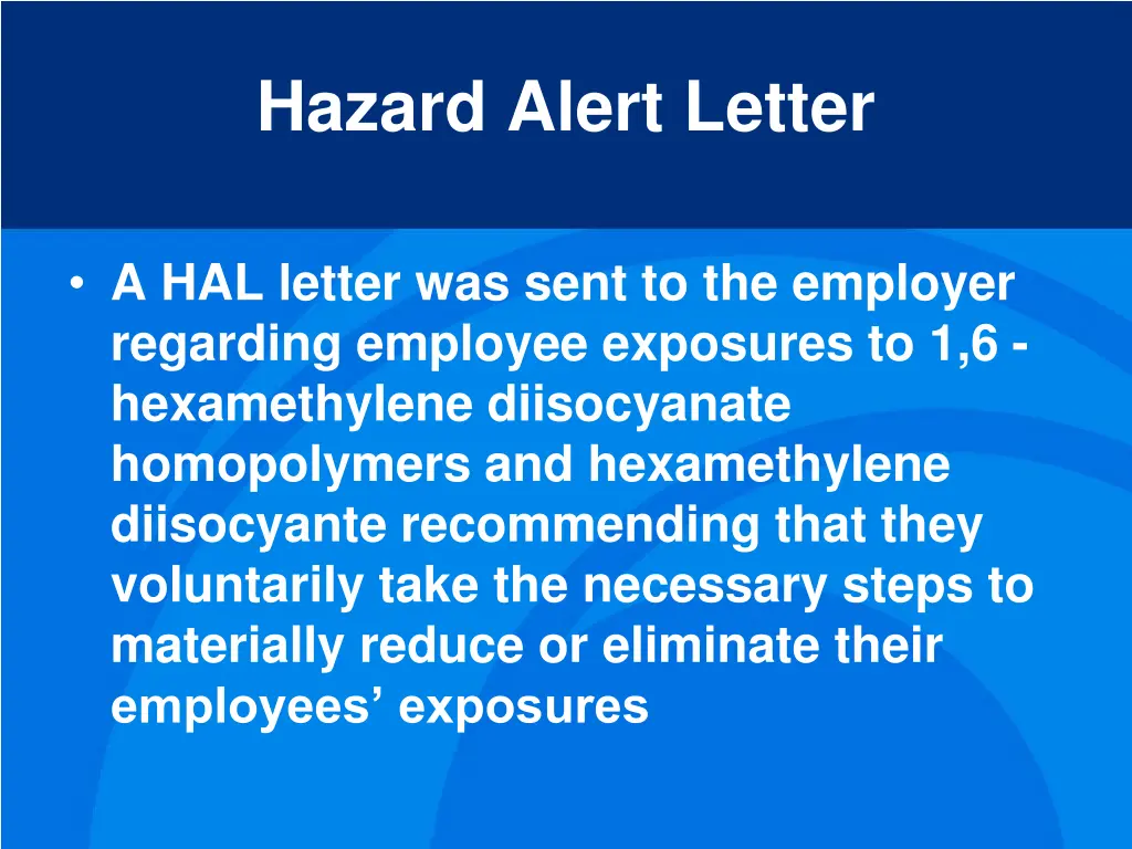 hazard alert letter