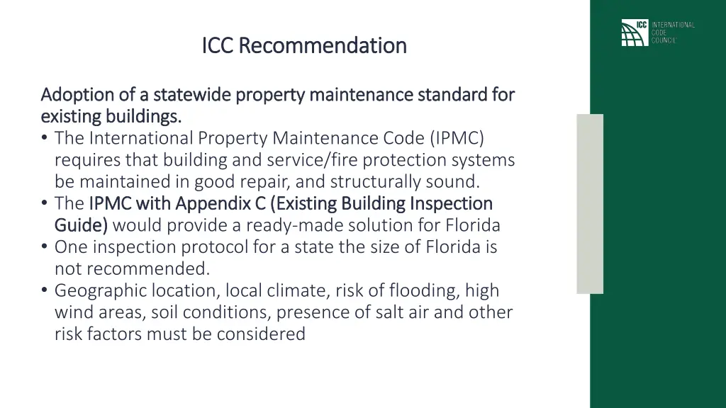 icc recommendation icc recommendation