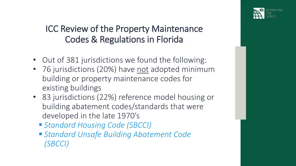 icc review of the property maintenance icc review