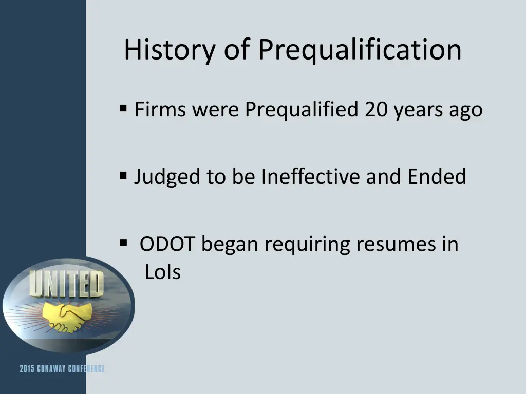 history of prequalification