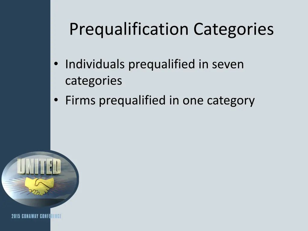 prequalification categories