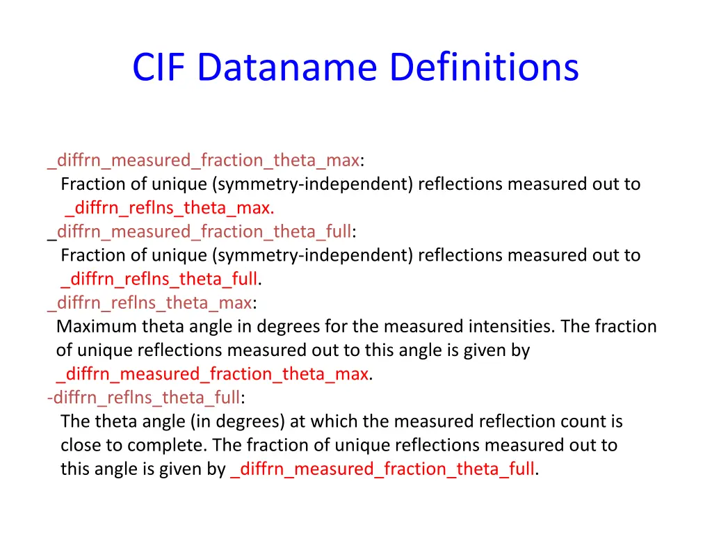 cif dataname definitions