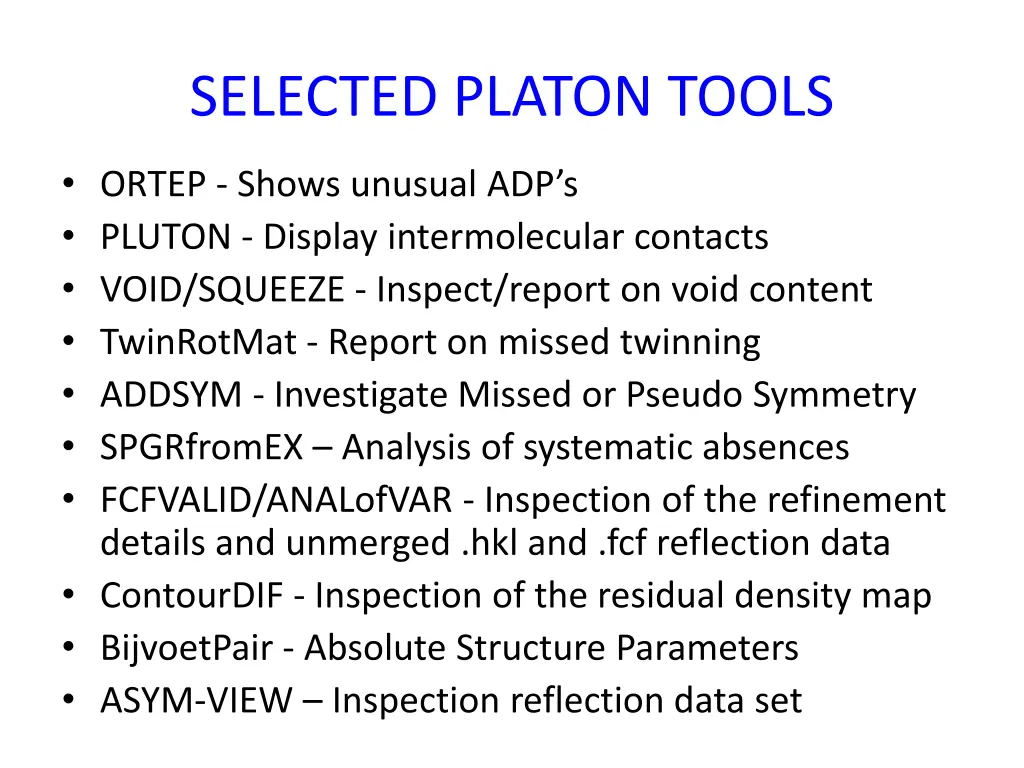 selected platon tools