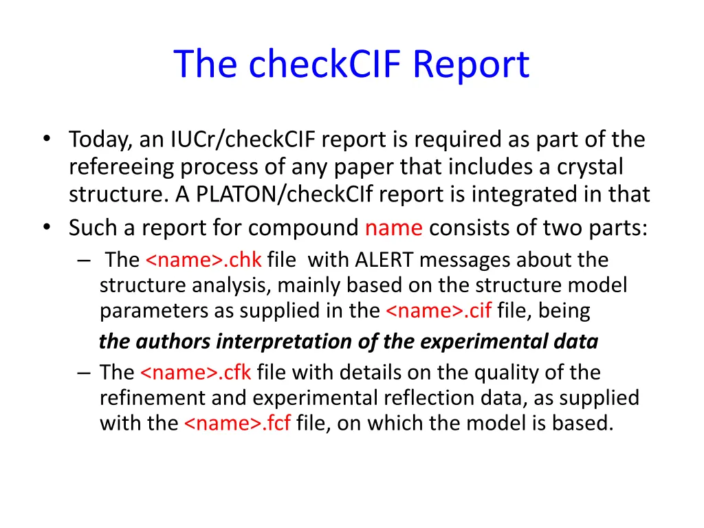 the checkcif report