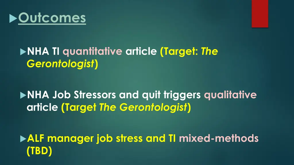 outcomes