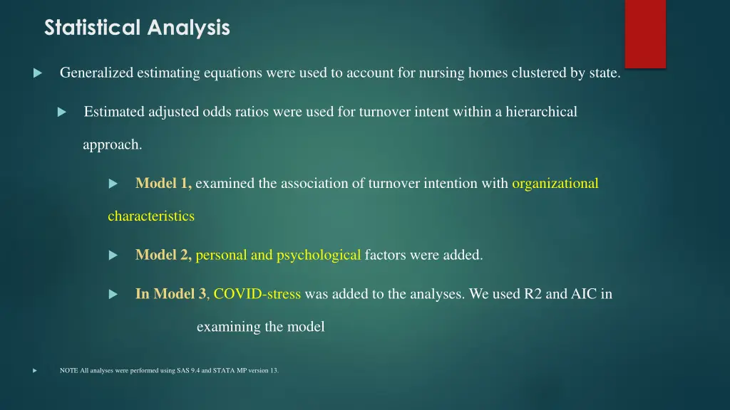 statistical analysis