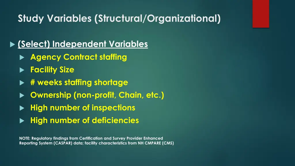 study variables structural organizational