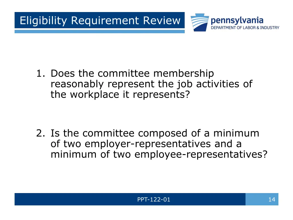 eligibility requirement review