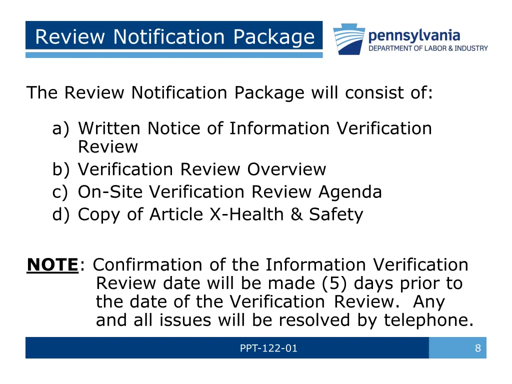 review notification package