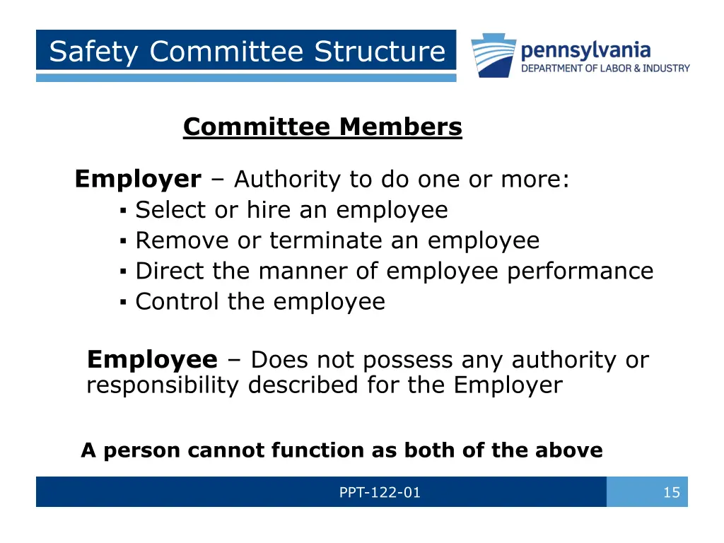 safety committee structure