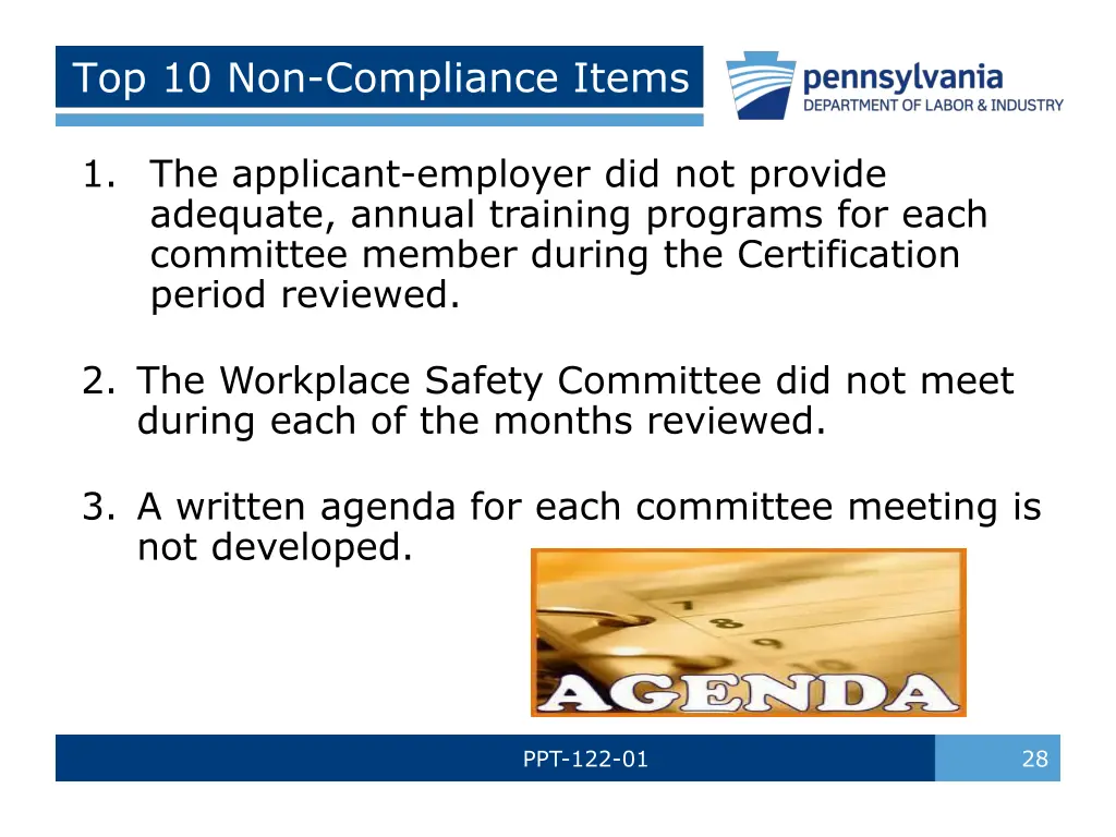 top 10 non compliance items
