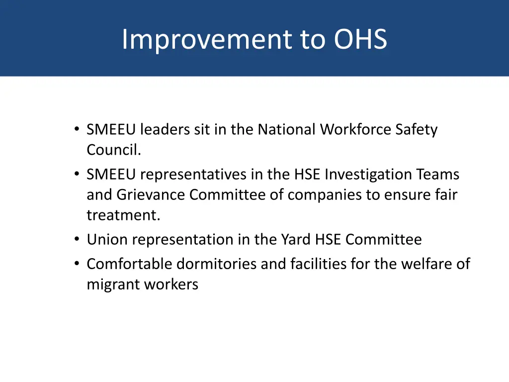 improvement to ohs