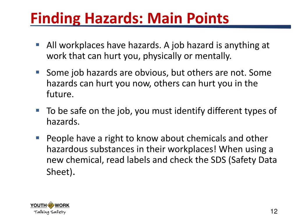 finding hazards main points