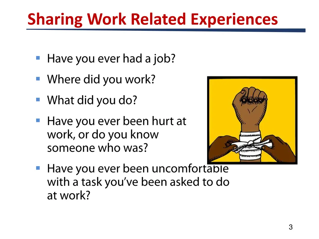 sharing work related experiences