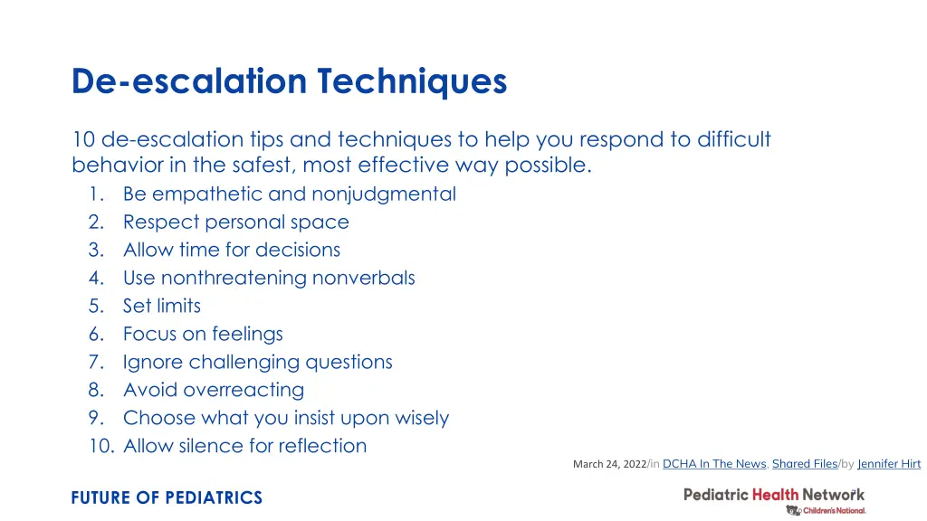 de escalation techniques