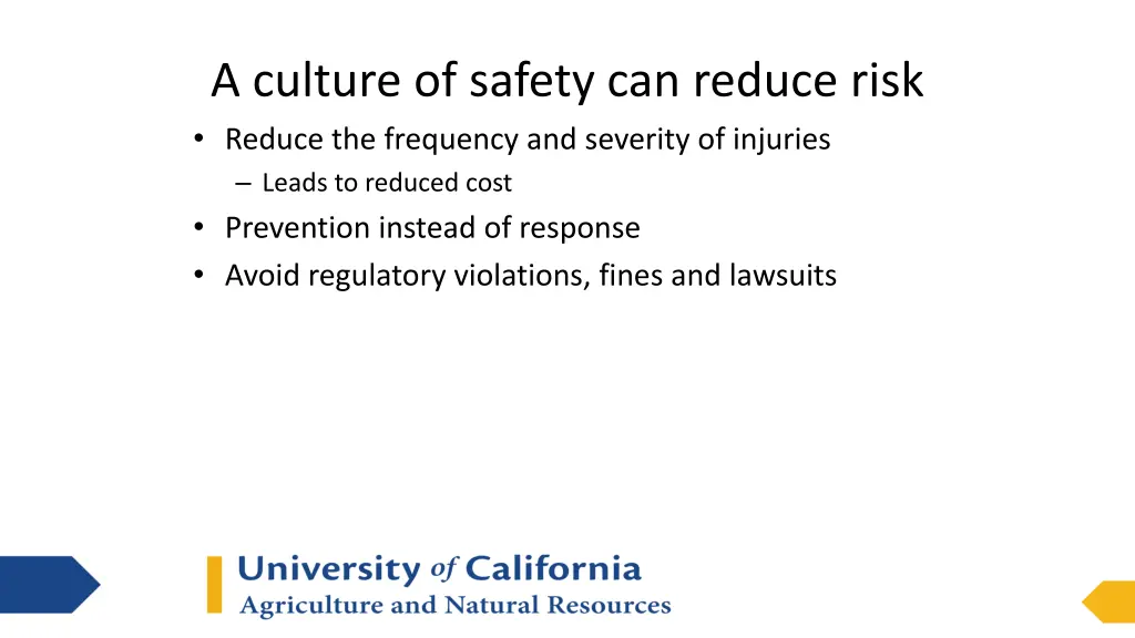 a culture of safety can reduce risk reduce