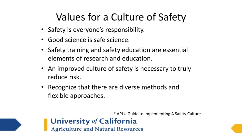 values for a culture of safety safety is everyone