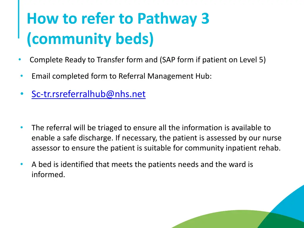 how to refer to pathway 3 community beds
