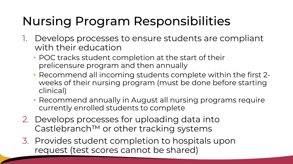 nursing program responsibilities