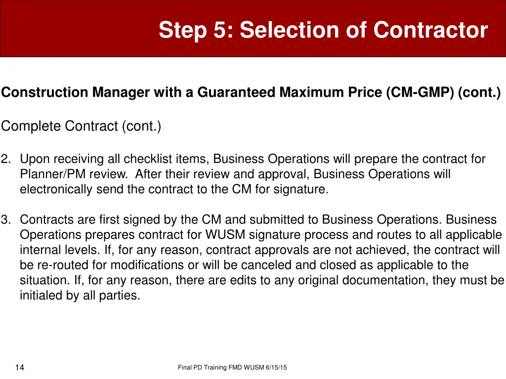 step 5 selection of contractor 11