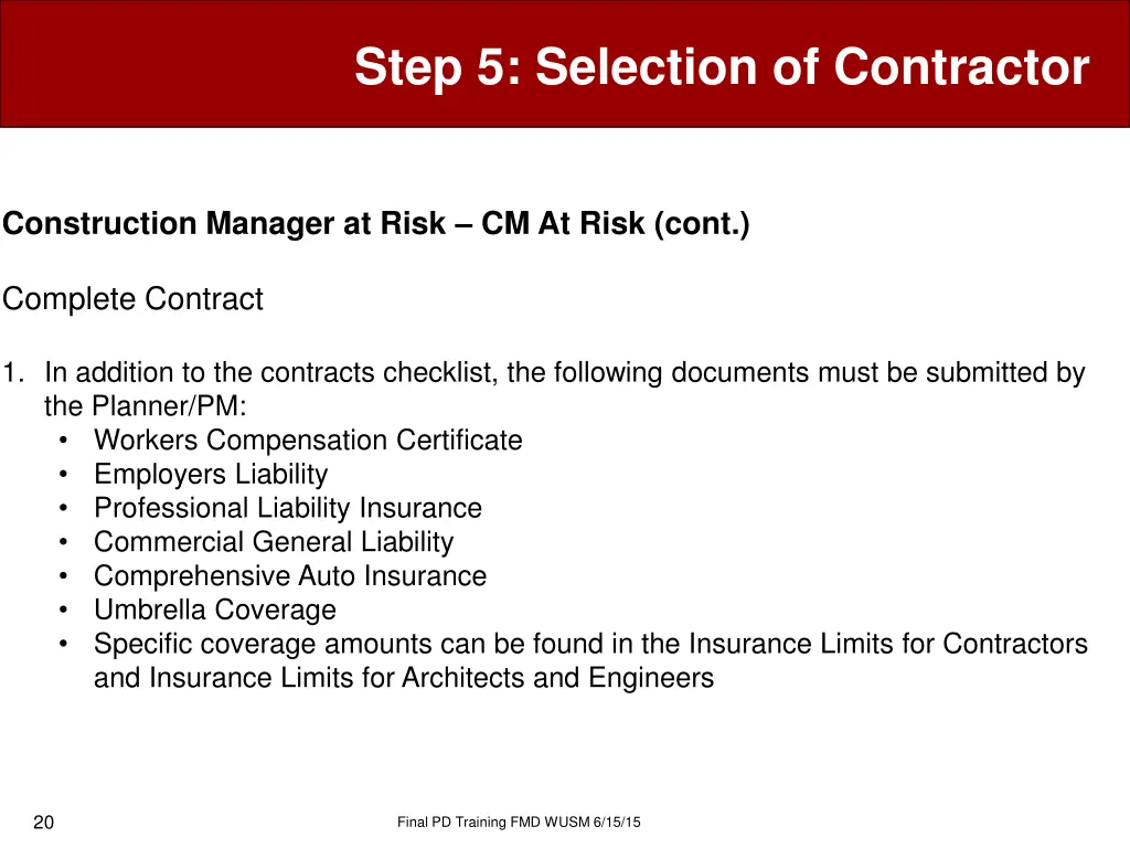 step 5 selection of contractor 17