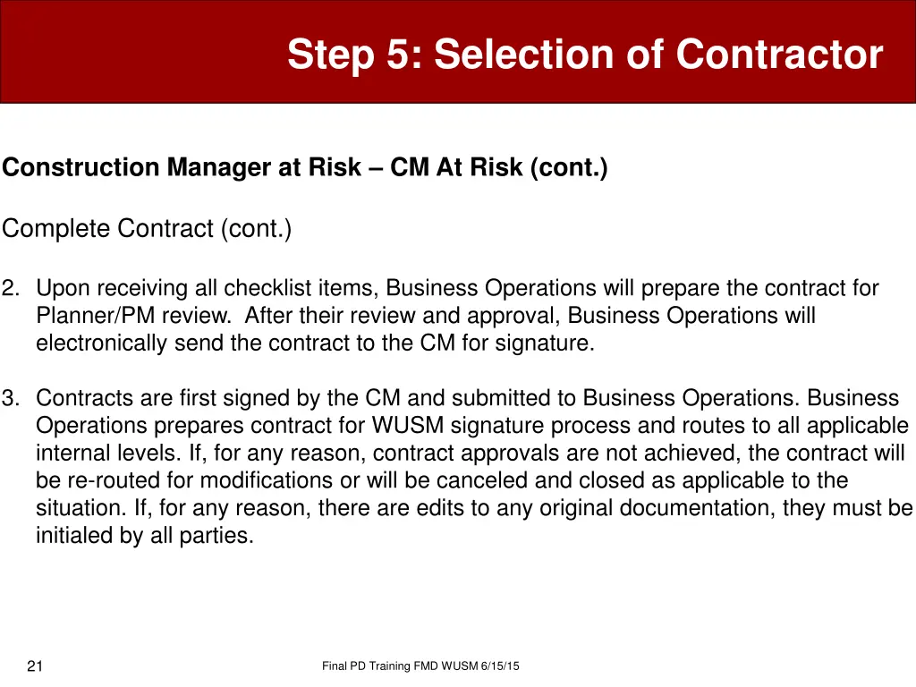 step 5 selection of contractor 18