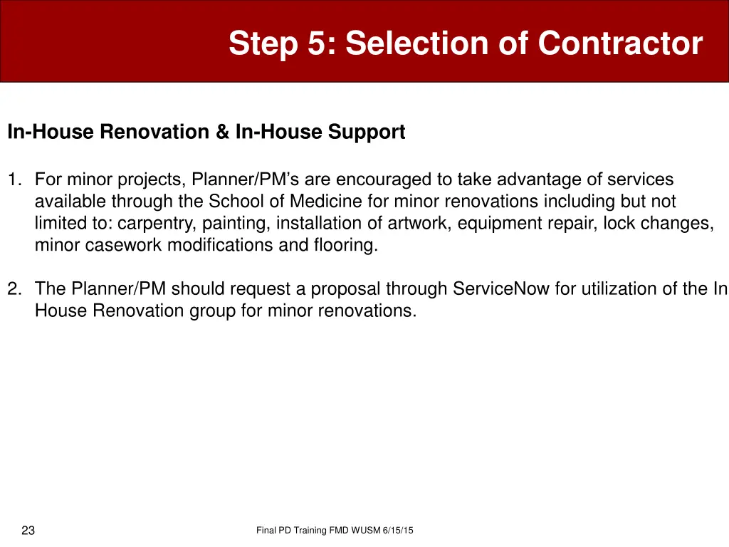step 5 selection of contractor 20