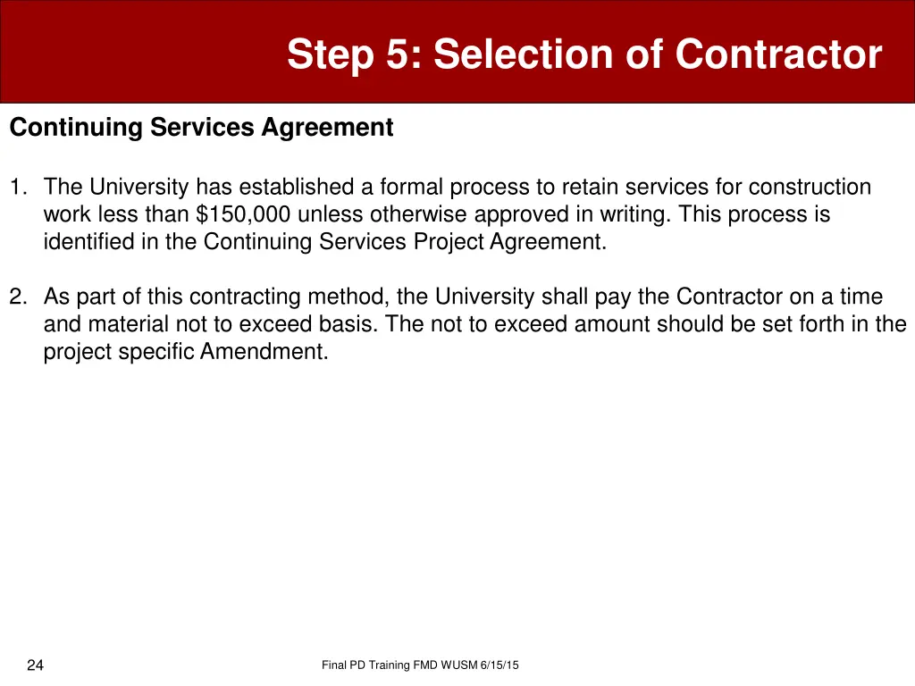 step 5 selection of contractor 21