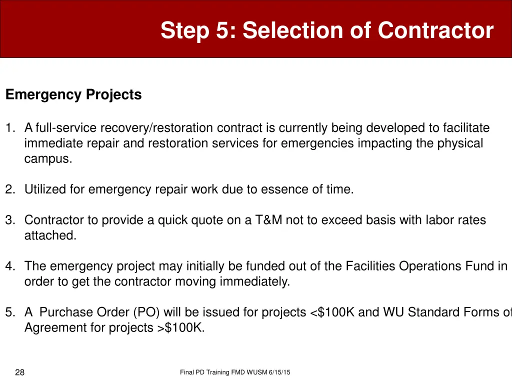 step 5 selection of contractor 25