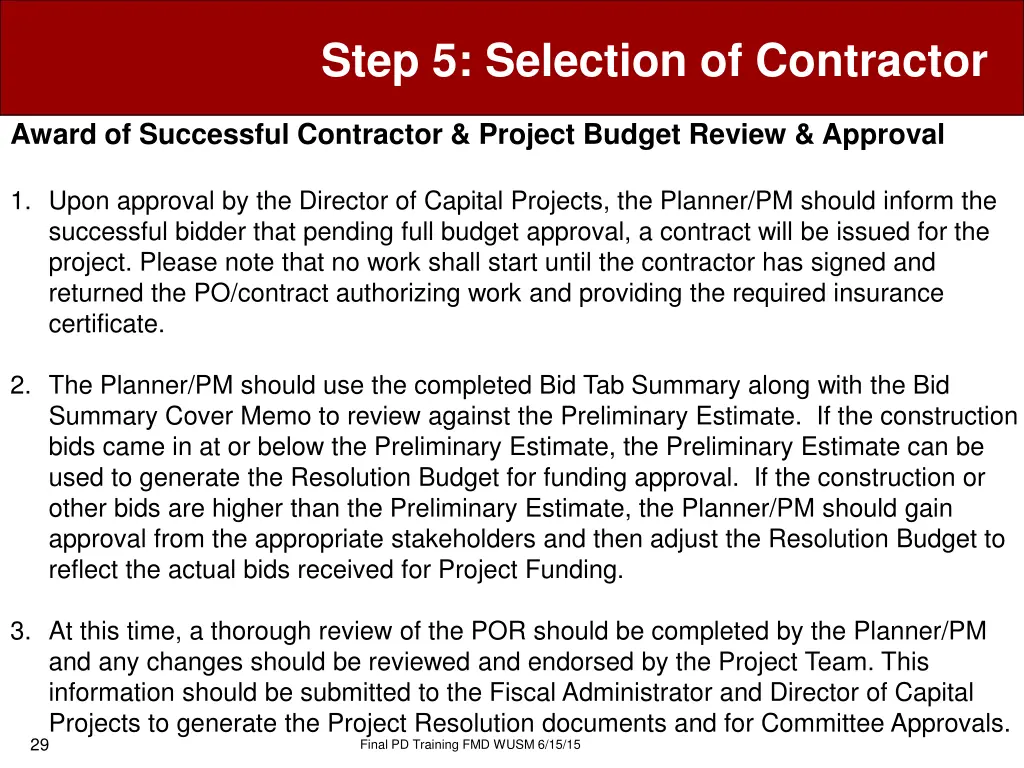 step 5 selection of contractor 26