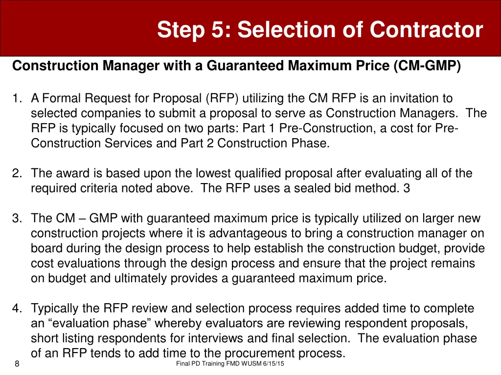 step 5 selection of contractor 5