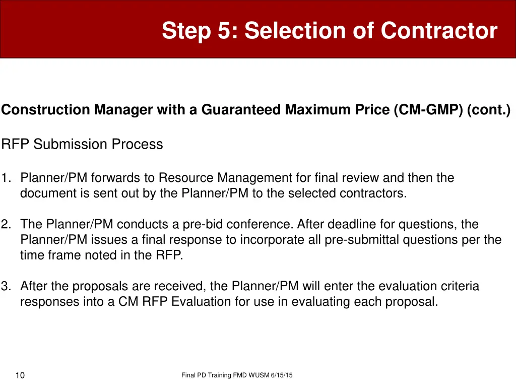 step 5 selection of contractor 7