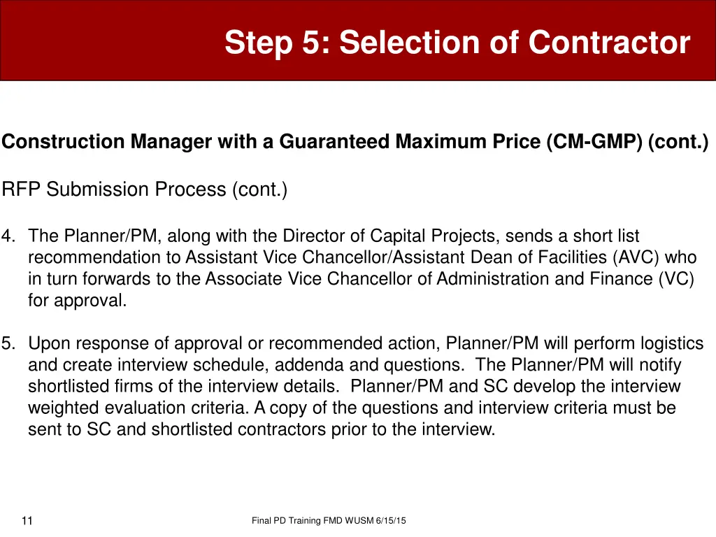step 5 selection of contractor 8
