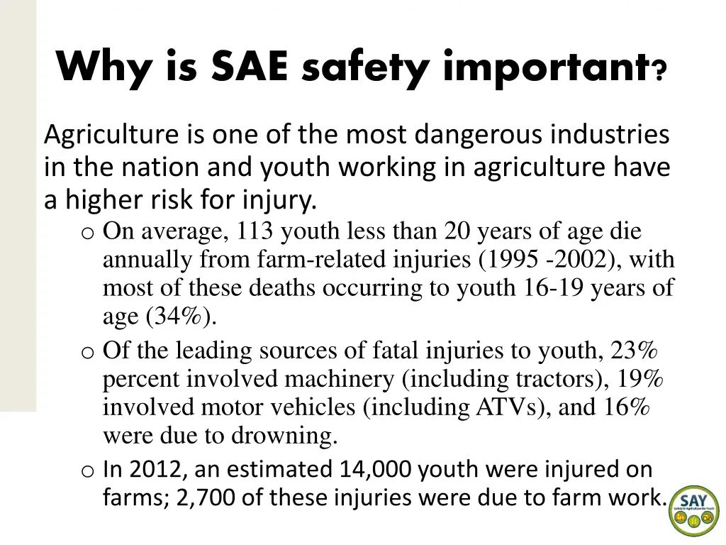 why is sae safety important