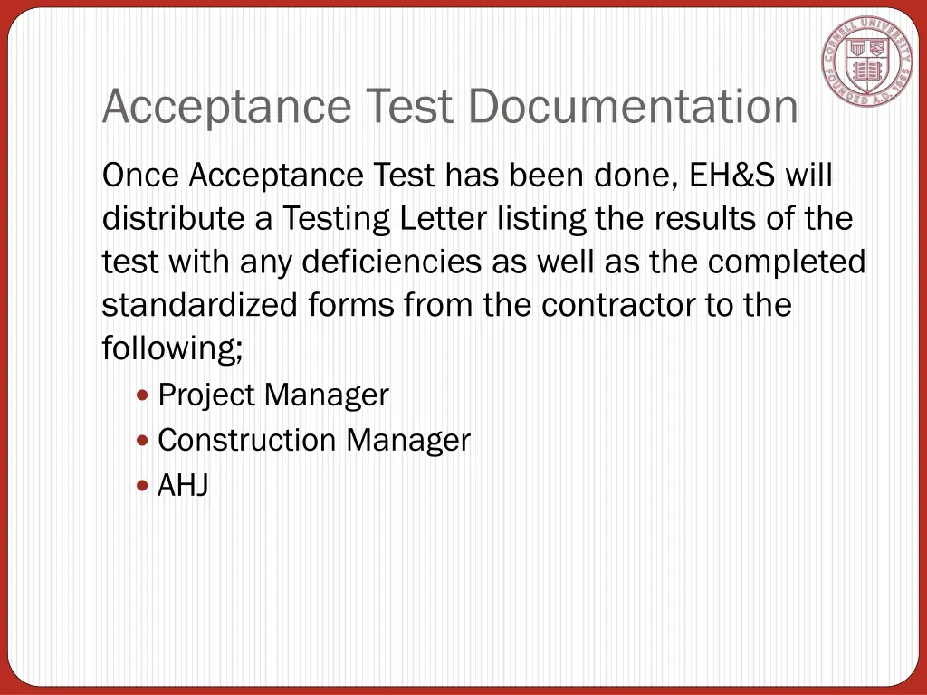 acceptance test documentation