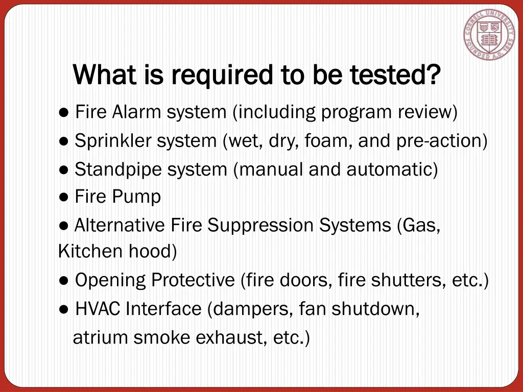 what is required to be tested what is required