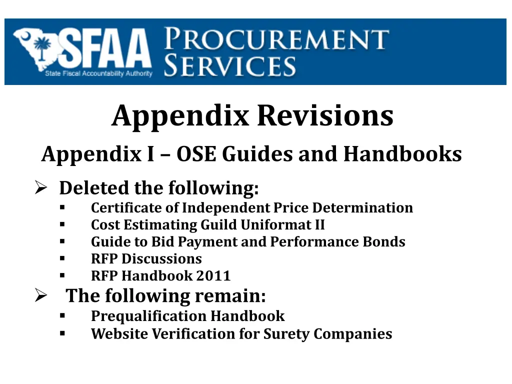 appendix revisions appendix i ose guides