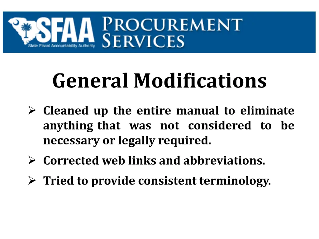 general modifications