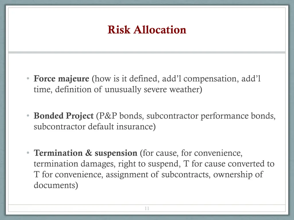 risk allocation 2