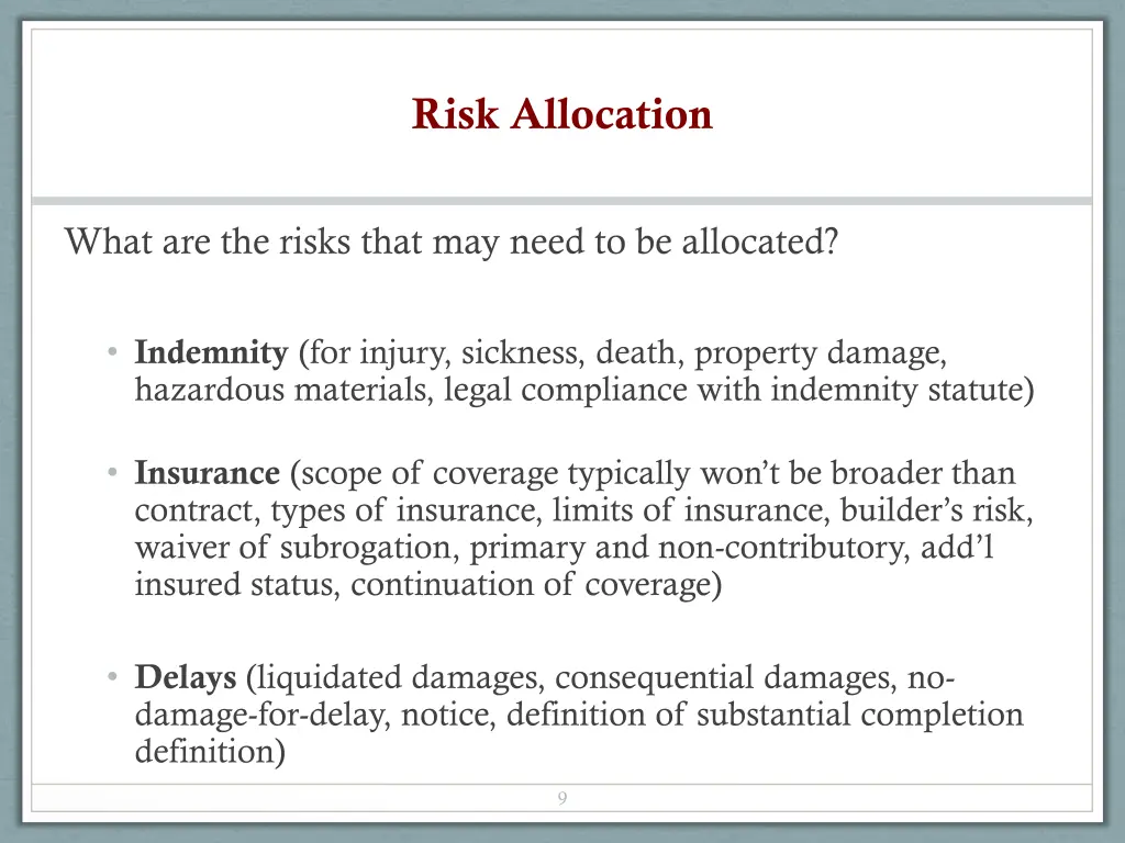 risk allocation