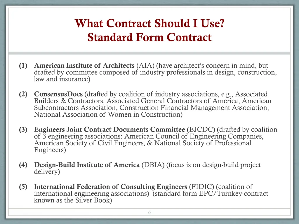 what contract should i use standard form contract 1