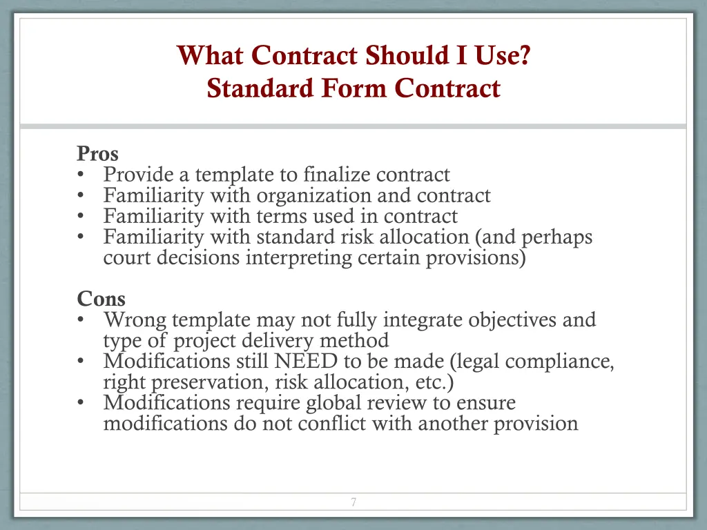 what contract should i use standard form contract 2