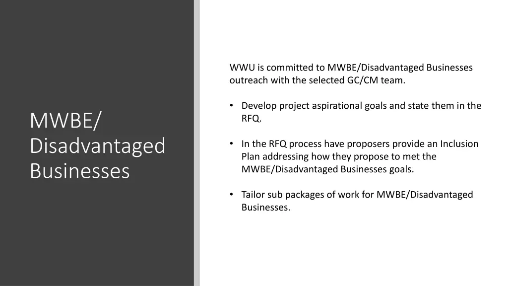 wwu is committed to mwbe disadvantaged businesses