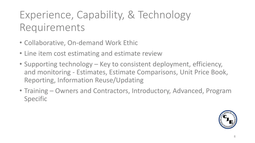 experience capability technology requirements